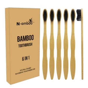 N-amboo Hard Toothbrush Bamboo Toothbrush for Adult Manual Toothbrsuh Hard Br... - Picture 1 of 7