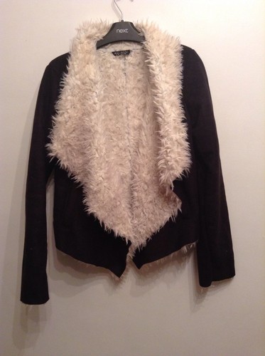 OFF WHITE CAPPOTTO GIACCA ECOPELLE SCAMOSCIATA PELLICCIA SINTETICA nero bianco a scelta taglia 8 Small