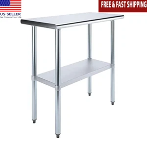 18x36" Heavy Duty Stainless Steel Work Table NSF Utility Prep Table Polished Top - Picture 1 of 6
