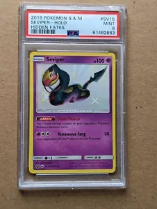 PSA 9 MINT 2019 Pokemon Hidden Fates SEVIPER SV15 Shiny Holo Rare - Picture 1 of 2