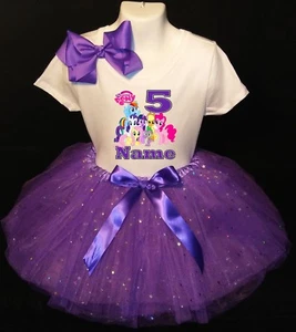 My Little Pony --With NAME-- 5th Birthday Dress shirt 2pc purple Tutu outfit - Picture 1 of 1