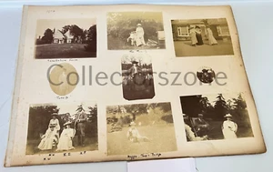 1904 Snowdenham Farm babies in prams 2 sided photo Album page - Foto 1 di 4