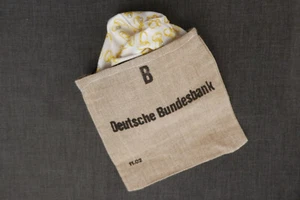  GELDSACK B HOCHZEIT TASCHE MIT RINGEN Upcycling DEUTSCHE BUNDESBANK  - Bild 1 von 3