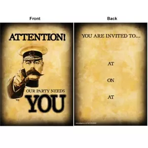 INVITI FESTA COMPLEANNO ESERCITO KITCHENER 8pk RAGAZZI INVITA LA NOSTRA FESTA HA BISOGNO DI TE! - Foto 1 di 3