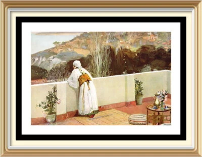 90+yr Old Vintage c1929 Lithograph JOHN LAVERY Art Print EVENING TANGIER MOROCCO — 第 1/2 张图片