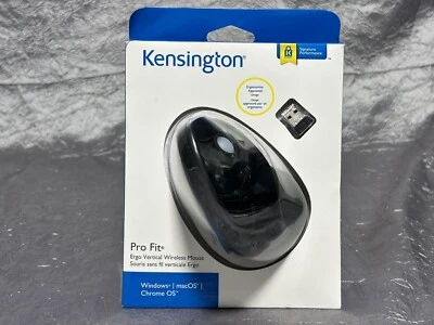 Kensington Pro Fit Ergo Vertical Wireless Mouse- Black (K75501WW) NIB - Image 1 of 4
