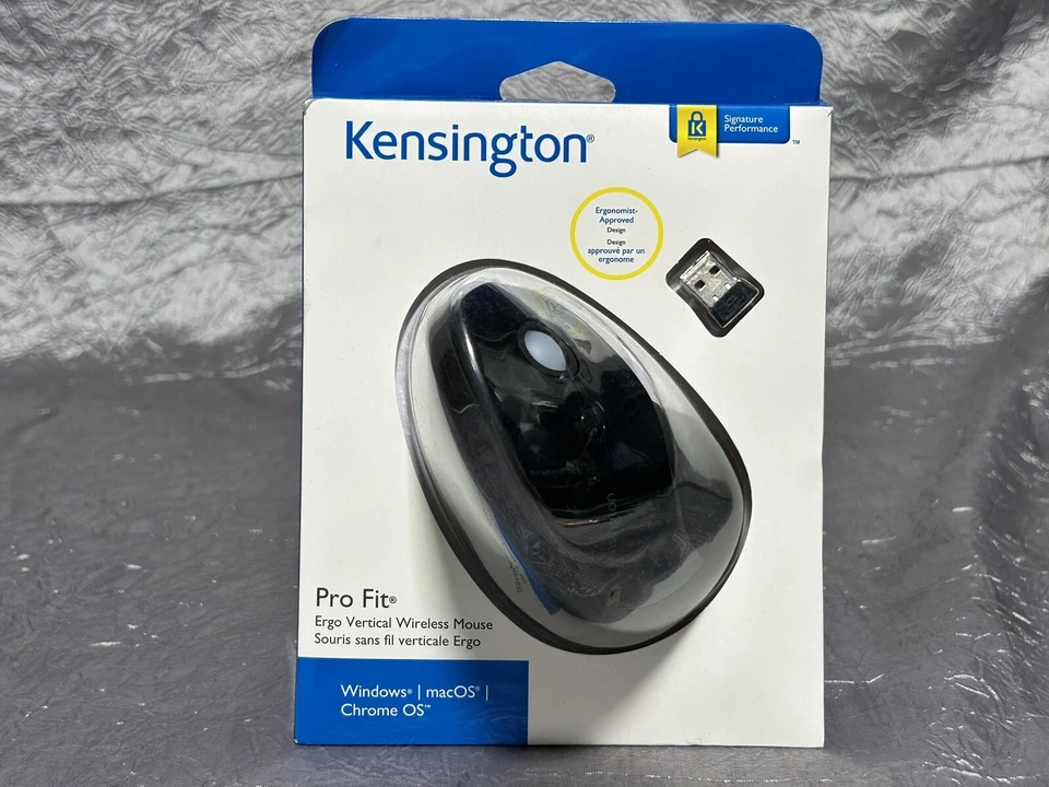 Kensington Pro Fit Ergo Vertical Wireless Mouse- Black (K75501WW) NIB - Image 1 of 4