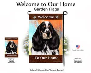 Bandiera Welcome Garden - Tri Cocker Spaniel 044G - Foto 1 di 1