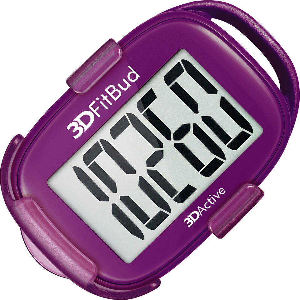 3D Pedometer Step Counter with Clip & Lanyard - A420S - Plum