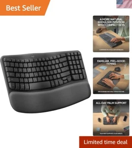 Graphite Wave Keys Wireless Keyboard - Palm Support & Multi-OS Compatibility - Picture 1 of 12