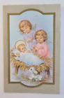 Lpiu Local 435-63 Vintage Greeting Card Baby Angels In The Manger Lamb