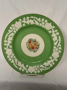 Plate "Rhapsody"  10" George Jones & Sons Green  Embossed Flower Mint - Picture 1 of 7