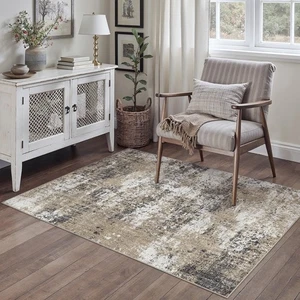 Tappeto Area Marrone Lavabile 3x5 Moderno Astratto Tappeto Ufficio Neutro Morbido Ingresso... - Foto 1 di 9