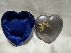 4” Vintage Silver Plated Blue Heart Shaped Jewelry Box Trinket Money - Picture 1 of 2