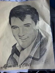 copy of pencil drawn portrait memories of elvis signed by dawn dated 1978 - Picture 1 of 1