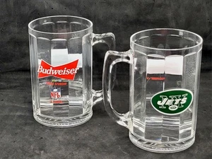 Budweiser NFL Beer Mug Set – NY Jets Bar Glasses 16oz Promo Football Fan Gift - Picture 1 of 9