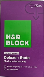 H&R Block Deluxe + State 2024 Tax Software WIN / MAC *NEW* read description - Picture 1 of 2
