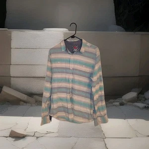 Modern Amusement Button Up Long Sleeve Large Shirt Men's Striped Multicolor - Picture 1 of 4
