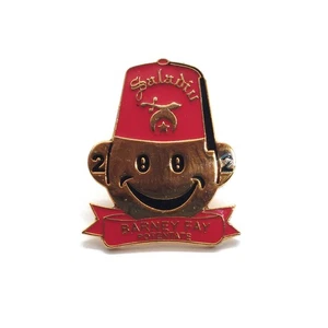 Shriner Saladin 2002 Barney Fay Potentate Red Gold Fez Face Lapel Pin - Picture 1 of 3
