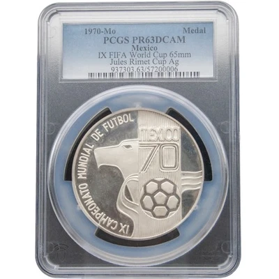 1970 Mo IX FIFA WORLD CUP SILVER MEDAL PCGS PR63 DCAM POP OF 2! - Image 1 of 2