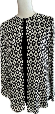 ETRO Size 42 US 6 Geometric Silk Long Sleeve Silk Blouse Made In Italy NWOT Foto 1 de 4