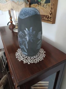 Czech/Bohemian Art Glass Mid - Century Acid Etched Vase Beautiful Design. - Picture 1 of 5
