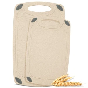2-Piece Reversible Cutting Board Set Made from Natural Food Grade Wheat Straw... - Picture 1 of 7