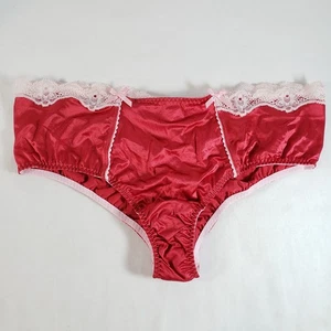 Victoria's Secret Satin Hiphugger Large rot rosa geraffte Spitze - Bild 1 von 3