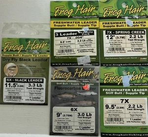 Froschhaar Fliegenfischen Vorfach Konvolut 6X & 7X - Fluorocarbon & Mono (7 Vorfächer) - Bild 1 von 2