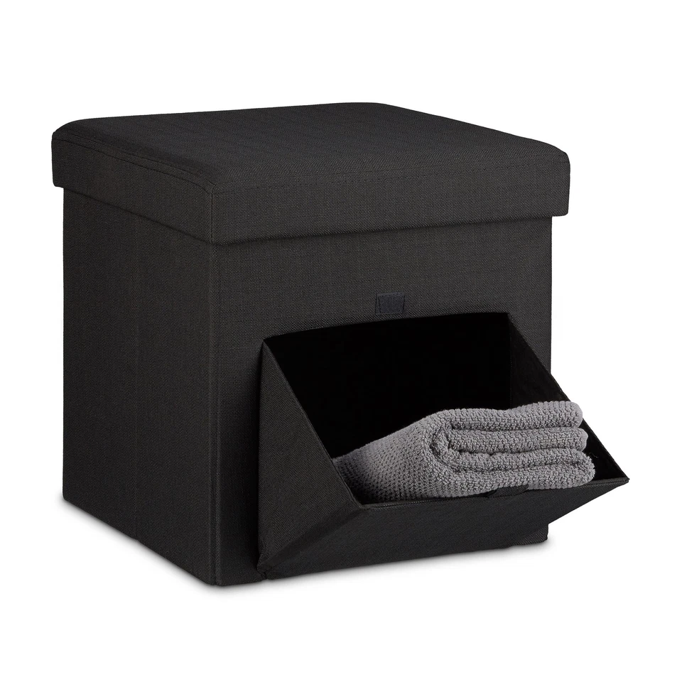 relaxdays Falthocker mit Wäscheaufbewahrung Ottomane Aufbewahrungsbox Hocker