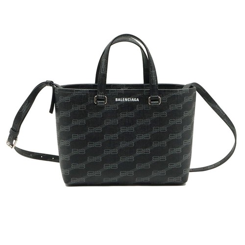 Balenciaga Nero BB Monogramma Rivestito Tela Firma Small East West 2WAY 702699