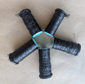 Kreinik Metallics - Black Hi Lustre 005HL - 1/4" Ribbon Thread - Lot/5 Spools - Picture 1 of 2