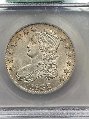 ICG AU58 1832 CAPPED BUST HALF DOLLAR CHOICE AU  BEAUTIFUL LUSTER - Image 1 of 3