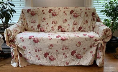 Waverly Norfolk Vintage Rose LOVESEAT slipcover cotton duck cottage chic NWOT - Image 1 of 4