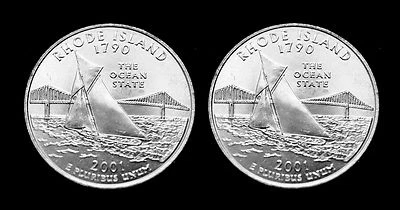 2001 P+D Rhode Island BU Washington Quarters from Mint Rolls - Image 1 of 2