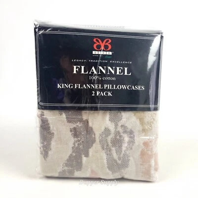 Juego de 2 fundas de almohada de franela BIBB Home KING piel de serpiente beige 20"x40" nuevas Foto 1 de 4