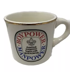 VINTAGE PFADFINDER KAFFEEBECHER TASSE AMERICA’S MANPOWER BEGINNT MIT BOYPOWER - Bild 1 von 8