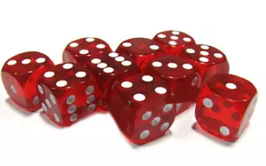 10 x LARGE Six Sided RED Dice 19mm Craps - FREE SHIPPING - Picture 1 of 1