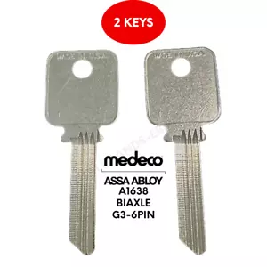 ZWEI (2) SCHLÜSSELROHLINGE PASSEND FÜR MEDECO-SCHLÖSSER #A1638 BIAXIAL G3 SCHLÜSSEL 6-PIN - Bild 1 von 3