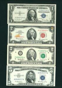 (( FOUR NOTES )) $2 / $1 /$5 1935 / 1995 / 1963 / 1953 USN / Silver Cert / FRN