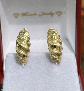 18k Solid Yellow Gold Lady Shiny French Clip Earrings, 5.38 grams - Picture 1 of 8