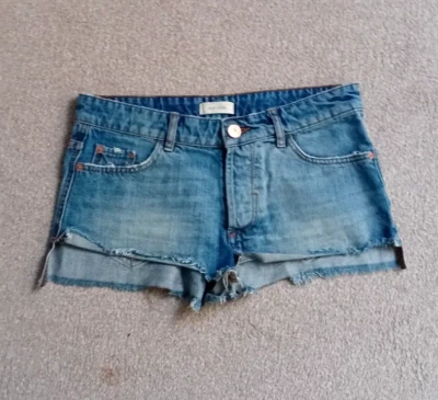 RIVER ISLAND Summer Blue Denim Cut Off Jean Womens Shorts S Small 8 36 Short - Image 1 of 2