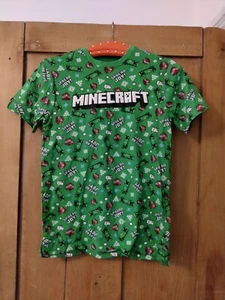Minecraft Christmas T Shirt Top Green Short Sleeve 10-11 years - Picture 1 of 7