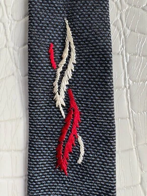 "Corbata de colección Habands Ty Tweed extremo cuadrado delgada años 50 60 bordada 2 X 55,5""" Foto 1 de 4