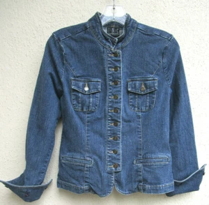 INC INTERNATIONAL CONCEPTS..TINY INDIGO DENIM..STRETCH..JACKET..WOMEN sz S - Picture 1 of 5