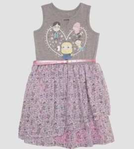 NEW Girls' Despicable Me Minion 3 Ruffle Dress Heather Gray Size: Large 10/12 - Picture 1 of 1