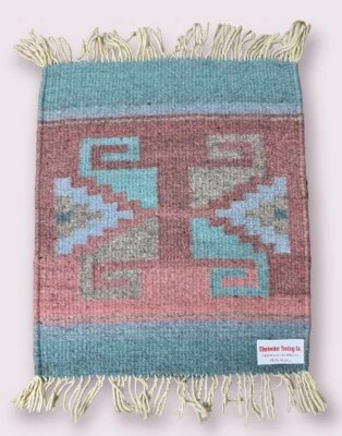 Southwest Vintage Authentic Mexican Hand-Woven Rugs Table Runner Decor 14 x 12” - Image 1 of 2