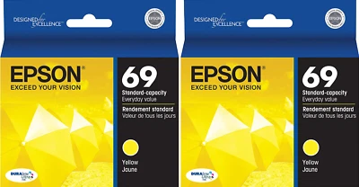 New Genuine Epson 69 Yellow 2PK Ink Cartridges Stylus CX7450 Stylus NX415 - Image 1 of 3