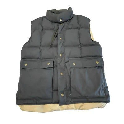 Vintage Eddie Bauer Vest Mens M Blue Goose Down Quilted Puffer Flap Pockets USA - Image 1 of 4
