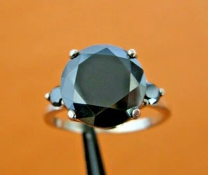 ANILLO DE DIAMANTES NEGROS REALES 3,47ctw *3 días* probador de diamantes gratis, certificado, talla 8 - Imagen 1 de 12